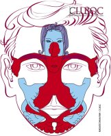 Schéma yin yang projeté sur le visage